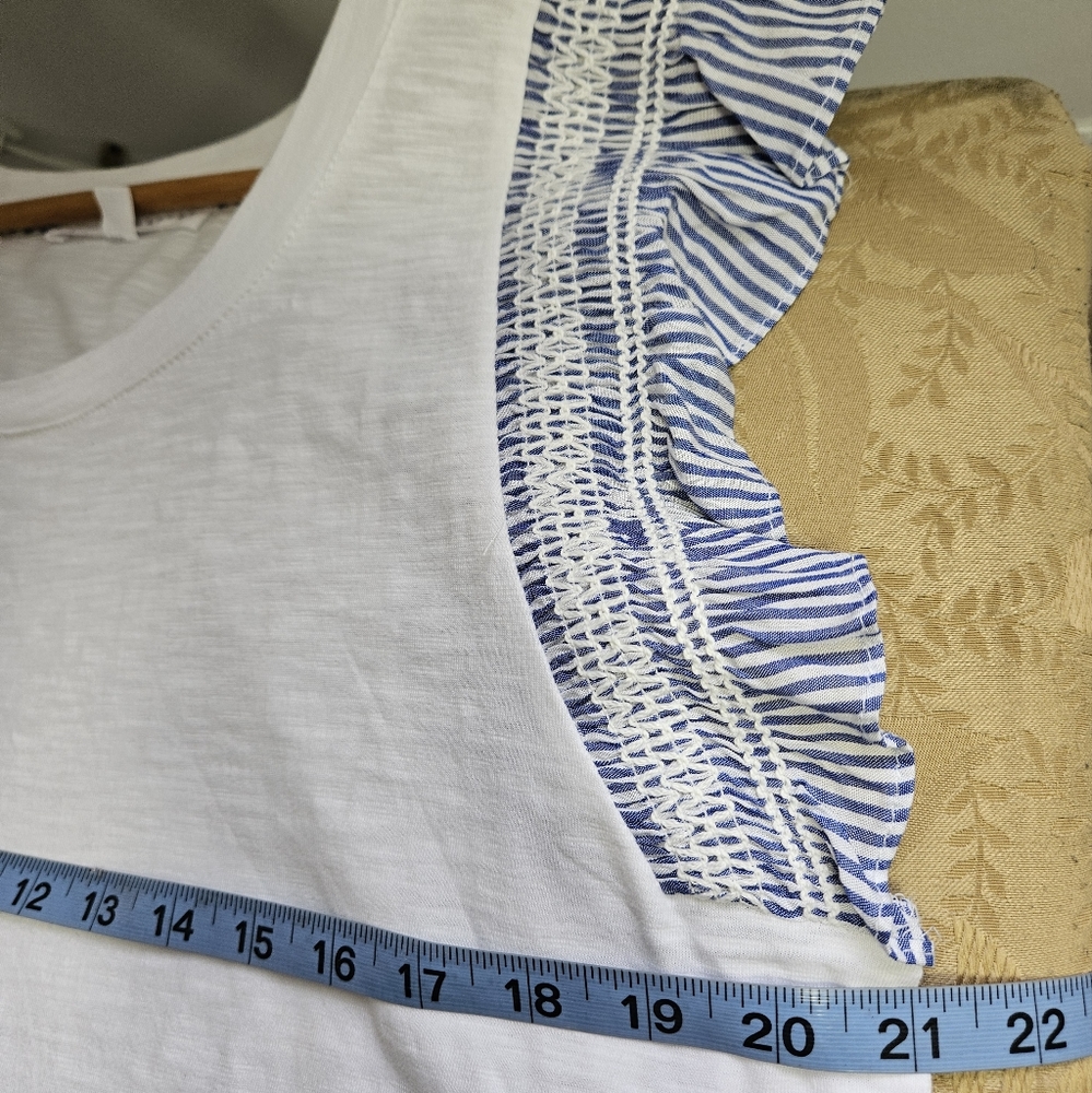 Jane+Delancey Flutter Ruffle Top Short Sleeve Elevater White and Blue - Picture 8 of 11